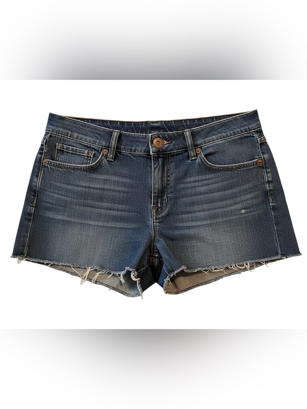 J. Crew Size 6 Distressed Dark Blue Denim Cuff-off Shorts | GUC